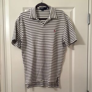 Ralph Lauren Black and White Polo Shirt with Classic Stripes